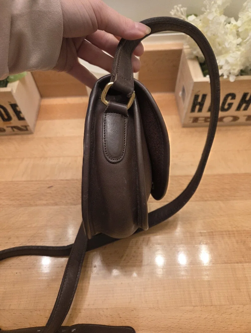 Vintage COACH Watson Mahogany Brown Leather Small Flap Crossbody Bag #9981